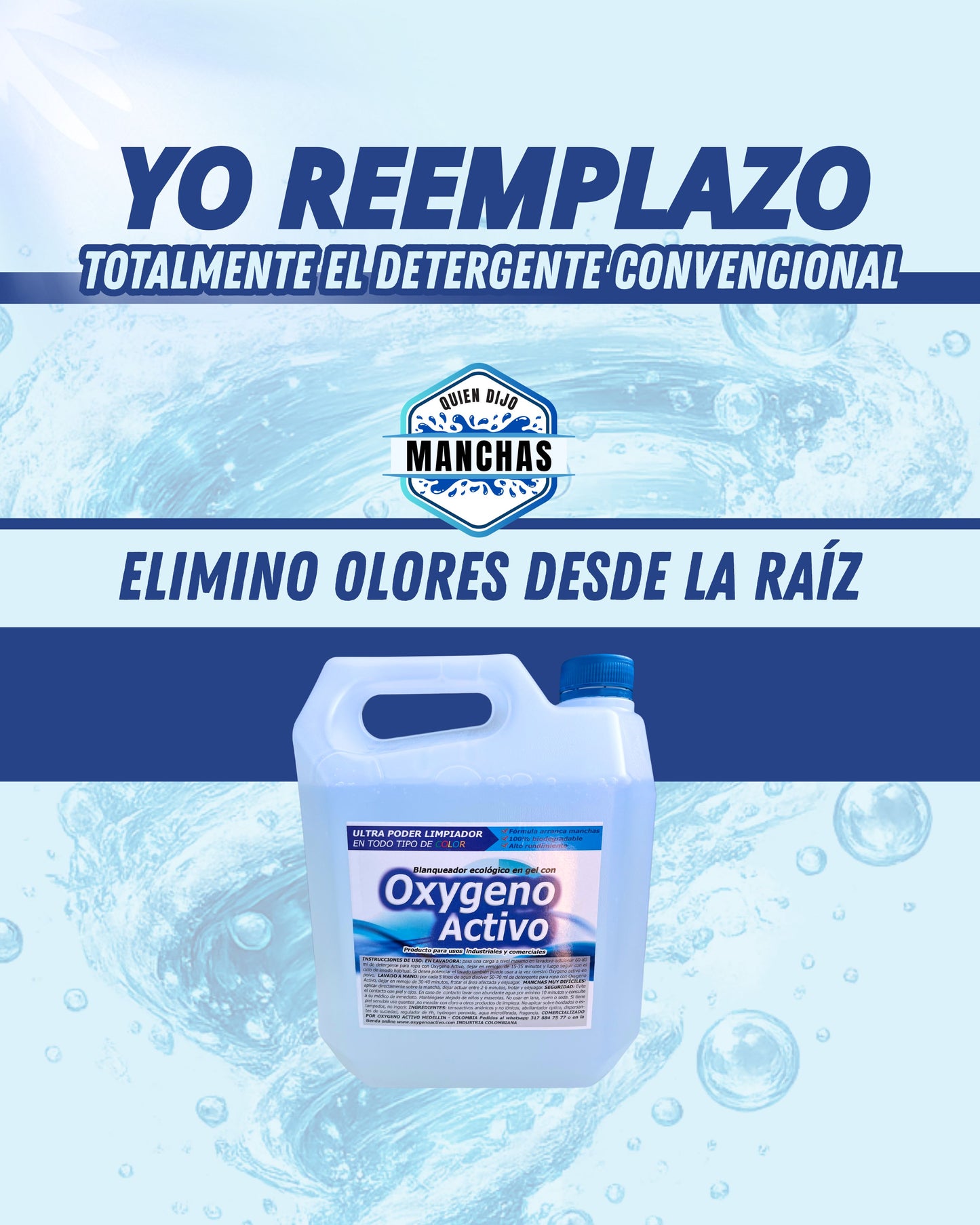 Detergente Oxygeno activo en gel x galón (4 Litros)